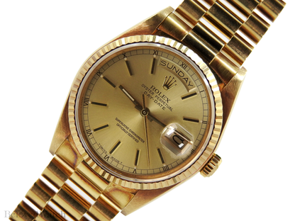 Unpolished Rolex Day-Date 18038 18k Yellow Gold President Bracelet