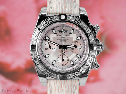 Breitling Chronomat Stainless Steel Factory Diamond Bezel Pink Mother Of Pearl Dial AB0140 Limited Edition 100pcs