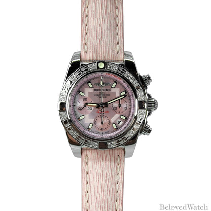 Breitling Chronomat Stainless Steel Factory Diamond Bezel Pink Mother Of Pearl Dial AB0140 Limited Edition 100pcs