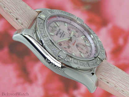 Breitling Chronomat Stainless Steel Factory Diamond Bezel Pink Mother Of Pearl Dial AB0140 Limited Edition 100pcs