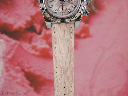 Breitling Chronomat Stainless Steel Factory Diamond Bezel Pink Mother Of Pearl Dial AB0140 Limited Edition 100pcs